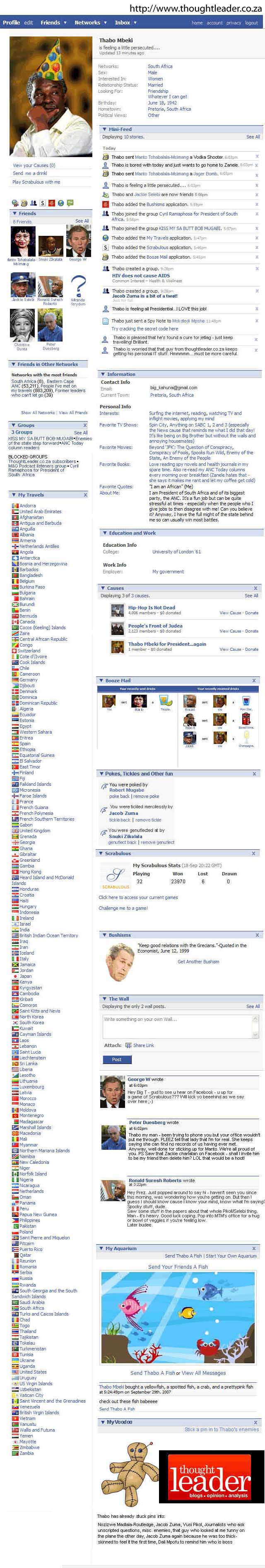 Thabo Mbeki's Facebook Profile